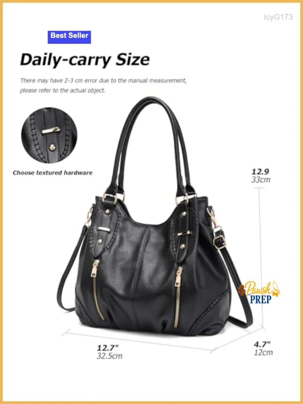 Vintage PU Leather Hobo Tote Bag Satchel Shoulder Bag Crossbody Purse 13.3